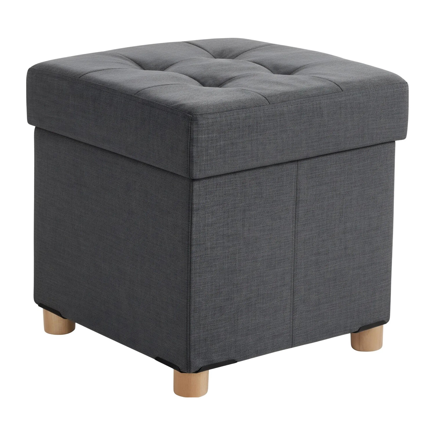 Relaxdays Hocker mit Stauraum Polyester Dunkelgrau Gepolstert 38 cm x 38 cm x 38 cm