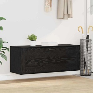 Wand-Schuhschrank in Schwarz Eichen-Optik mit Regal, vidaXL, 100x35x38 cm.