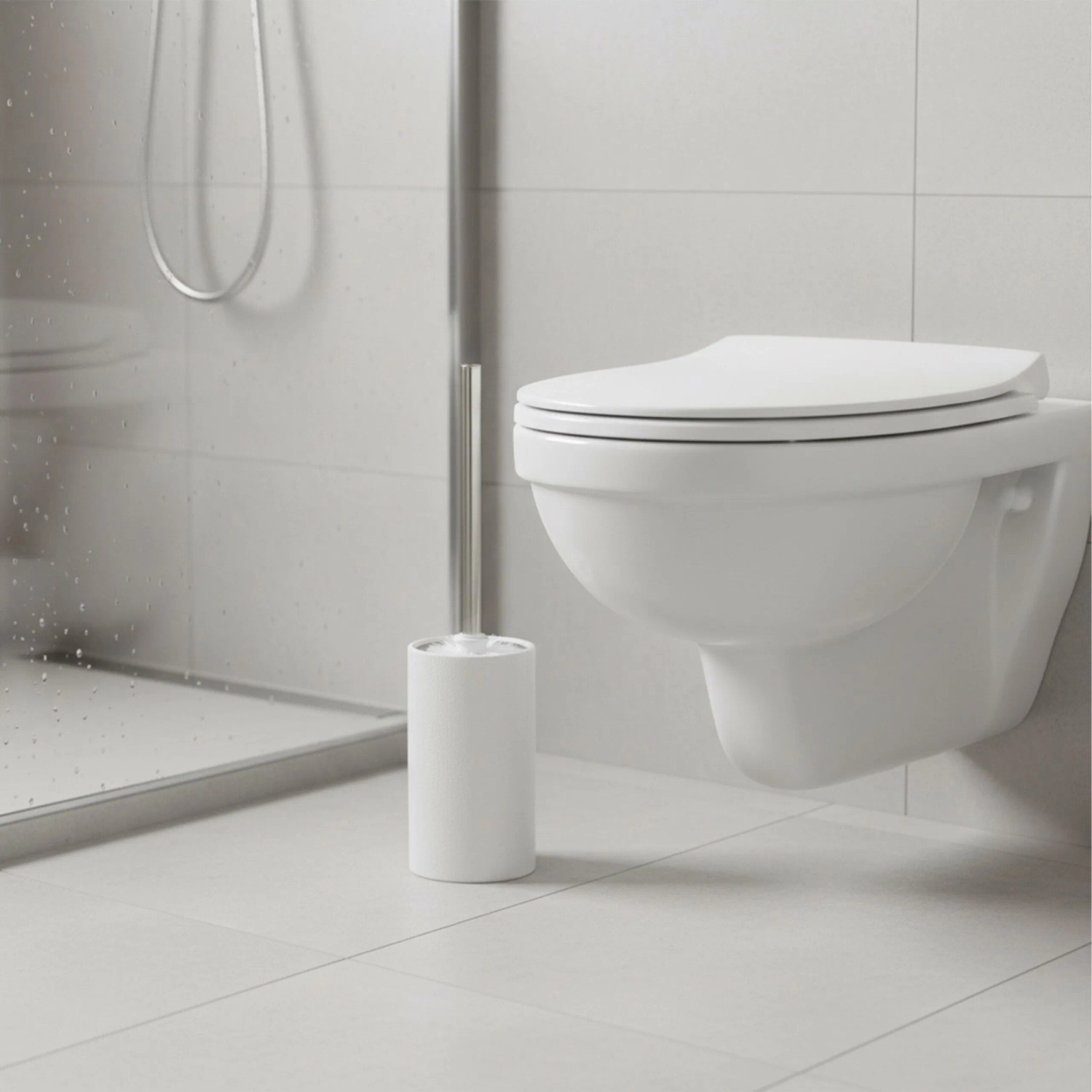Relaxdays WC-Bürste Kunststoff Edelstahl Weiß Silber 5er Set Abnehmbar 35 cm x ø 8 cm_3