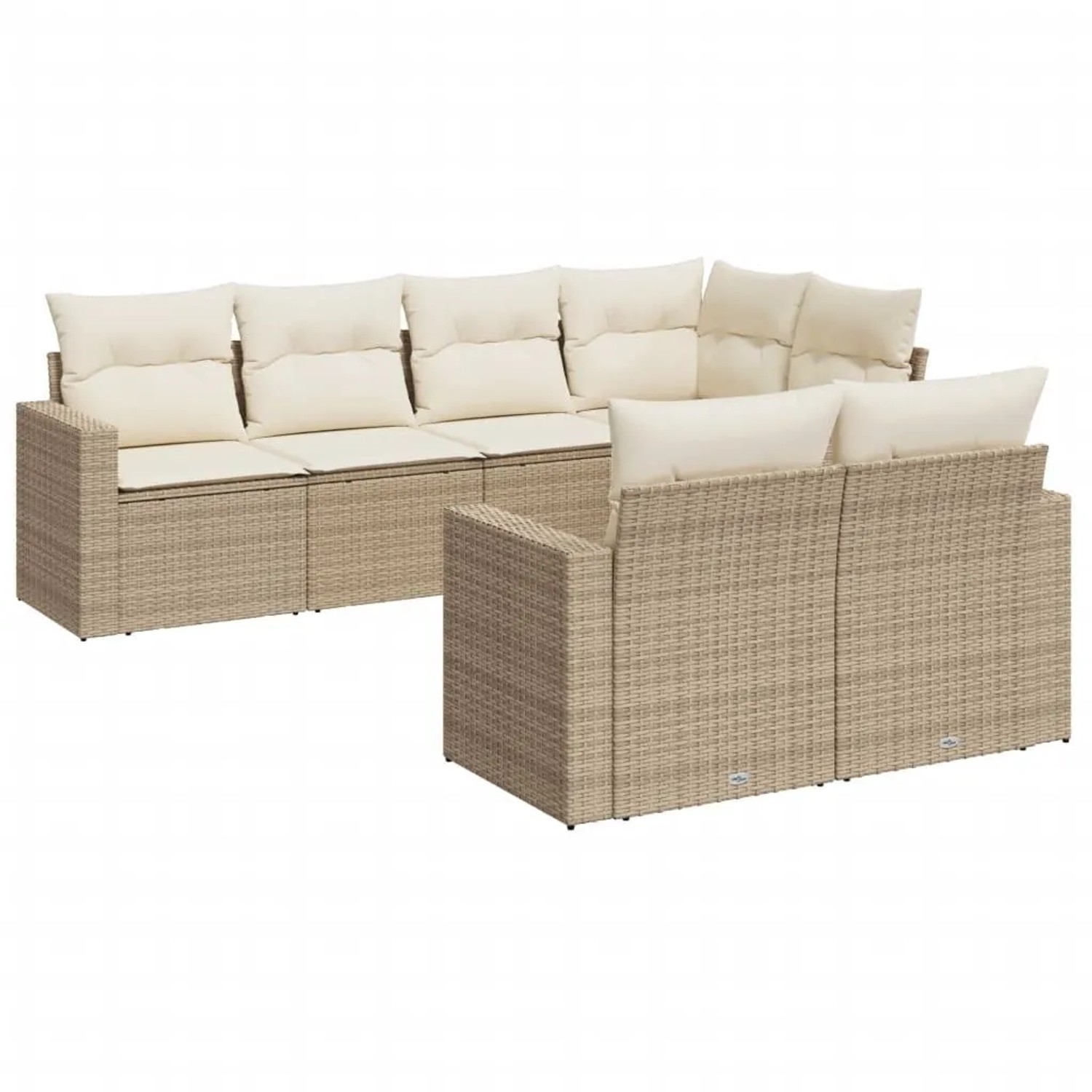 vidaXL 7-Tlg Garten-Sofagarnitur mit Kissen Beige Poly Rattan 3251545 günstig online kaufen