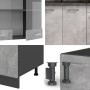 Vicco R-Line Singleküche, 140 cm, Beton/Anthrazit, ohne Arbeitsplatte. Kompakte Küchenzeile für kleine Räume.
