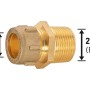 Messing Schraub-Übergangsnippel 34 mm für Klemmfittings, Detailaufnahme.