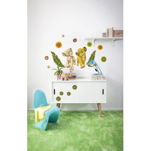 Wandtattoo: Komar Deko-Sticker Simba und Nala, 50x70 cm, auf Kinderzimmerwand.