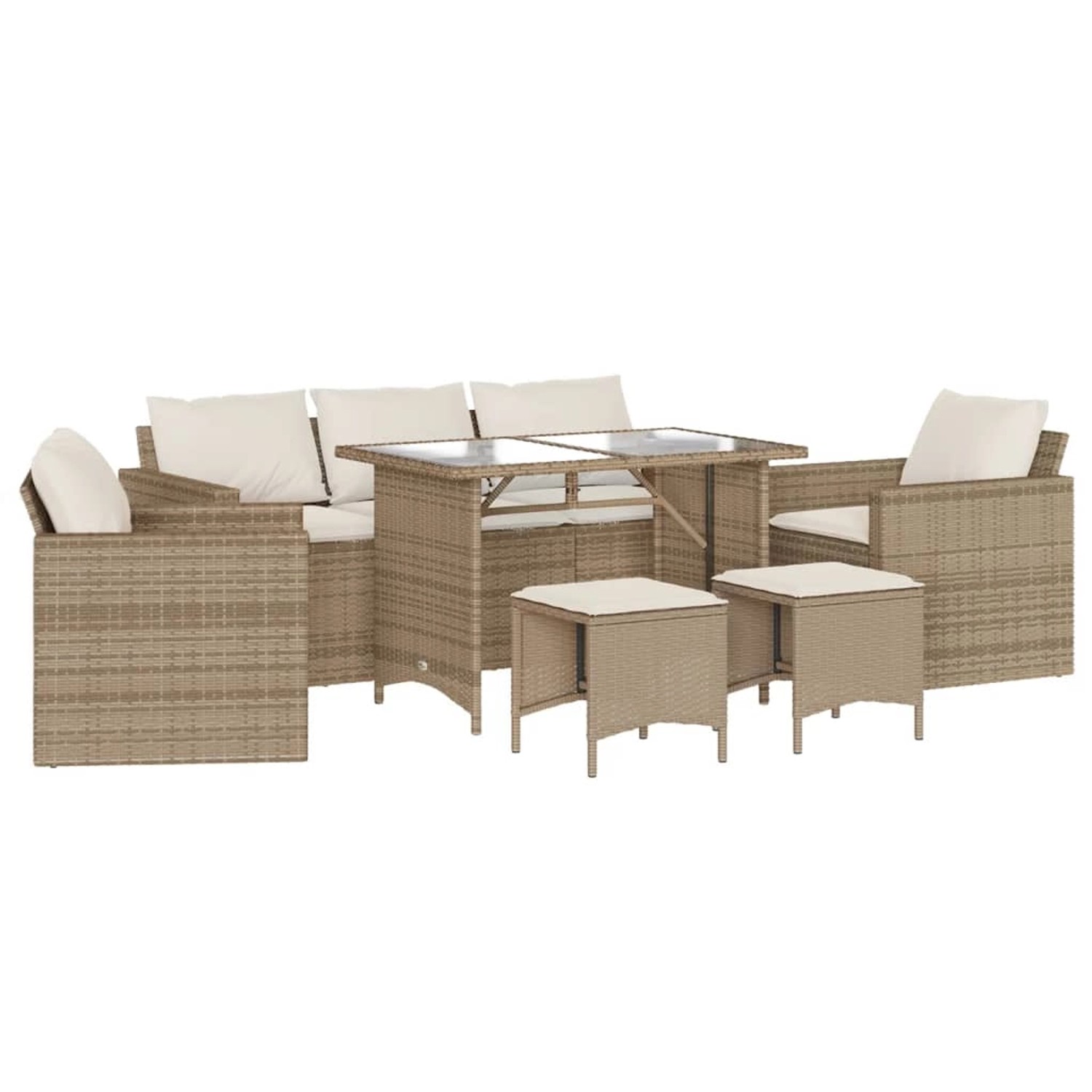 vidaXL 6-tlg Garten-Sofagarnitur mit Kissen Beige Poly Rattan Modell 314