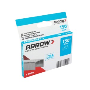 Arrow T50 Flachdrahtklammern, 6 mm, 1000 Stück, für Tacker. Geeignet für Folien, Papier und mehr.
