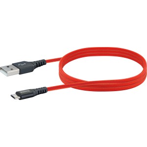 Rotes Micro USB Sync & Ladekabel, 1,2 m, mit robustem Nylonmantel für Handy-Zubehör.