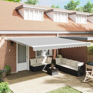 vidaXL Markisenrahmen mit LED-Lichtleisten Weiß 450 x 350 cm Aluminium 313226