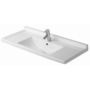 Weißes Duravit Starck 3 Einbauwaschbecken, 105 cm, mit Hahnloch und WonderGliss Beschichtung.