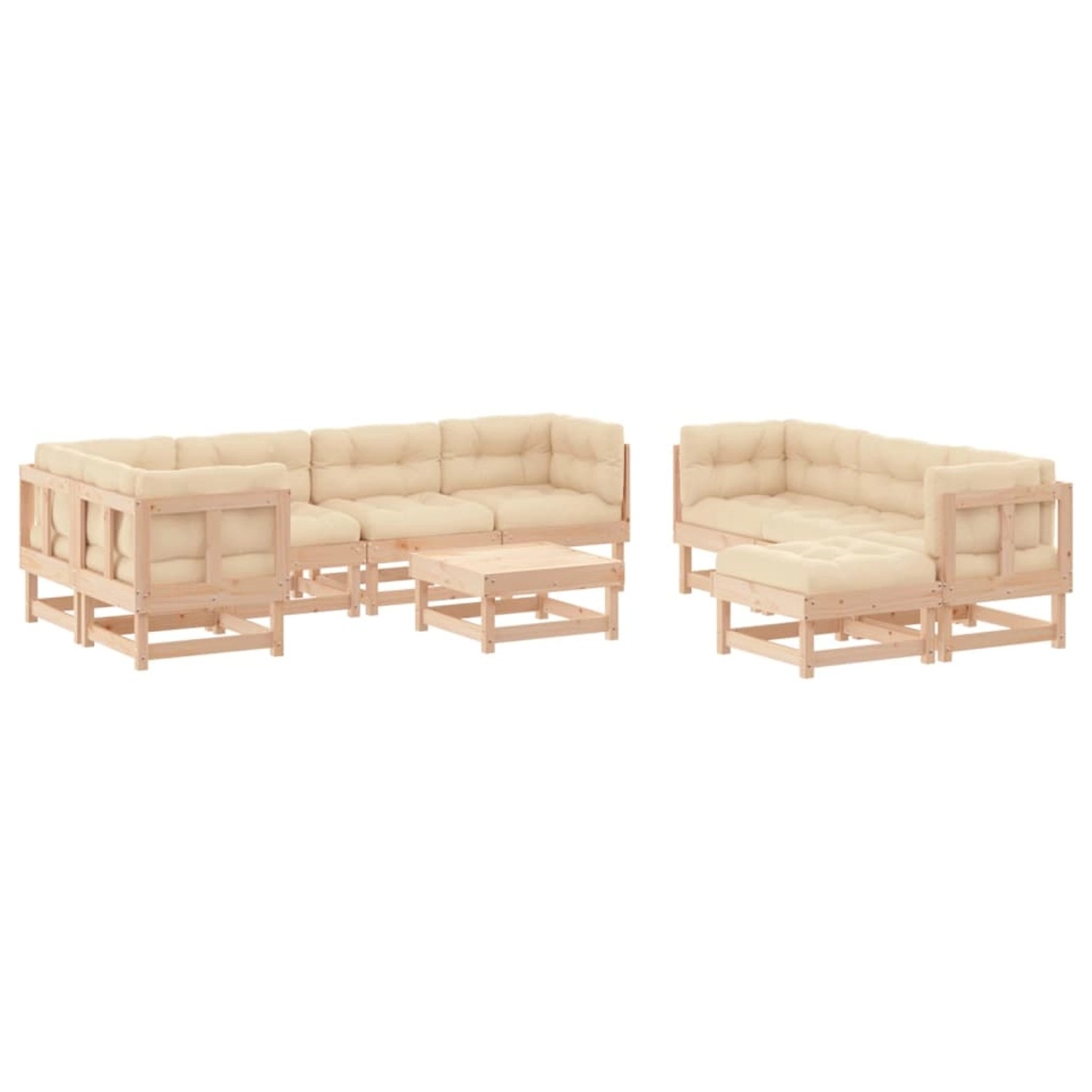 vidaXL 10-Tlg Garten-Lounge-Set mit Kissen Massivholz 3186074 günstig online kaufen