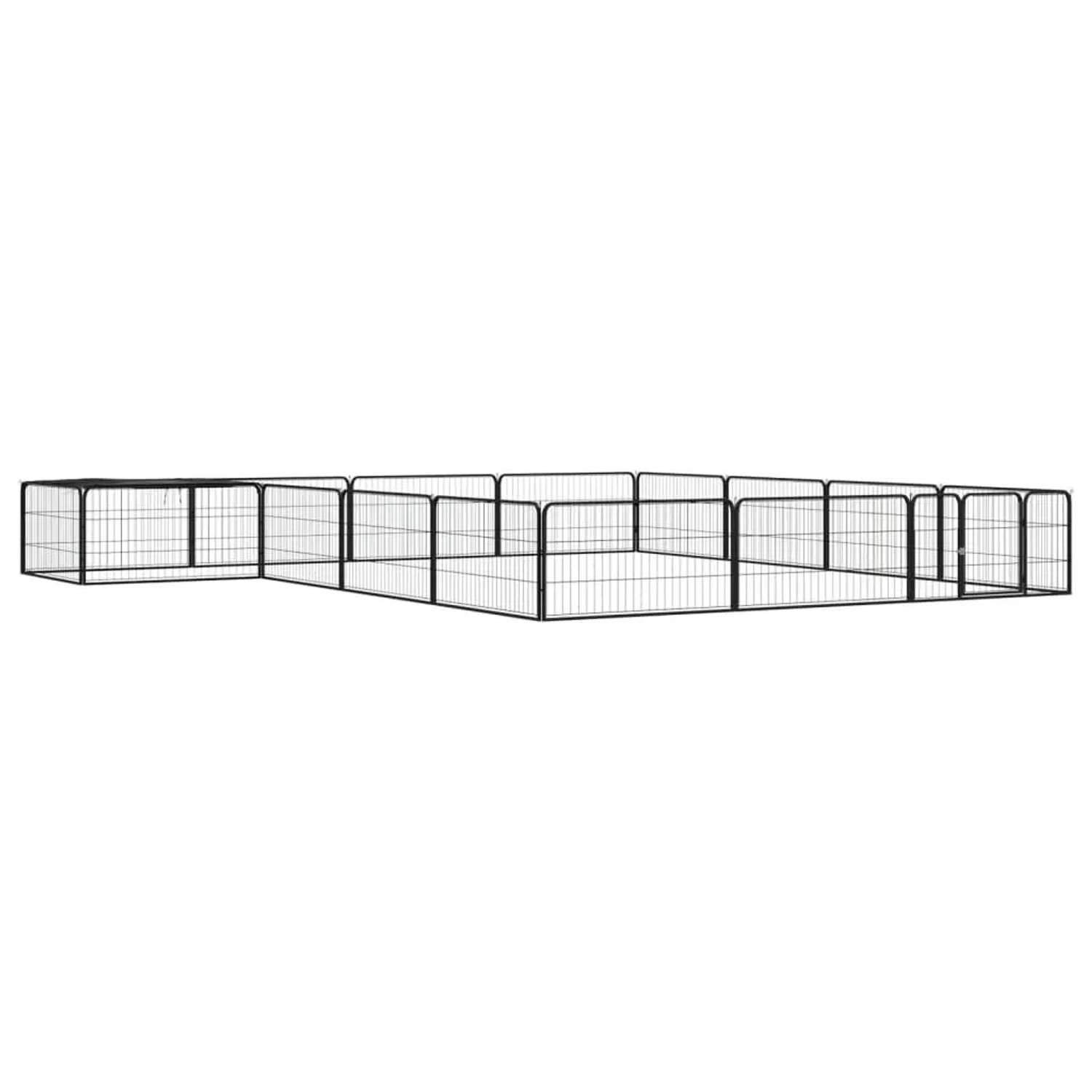 vidaXL 16 Tlg Hundelaufstall Schwarz 100x50cm Stahl Pulverbeschichtet 3115978