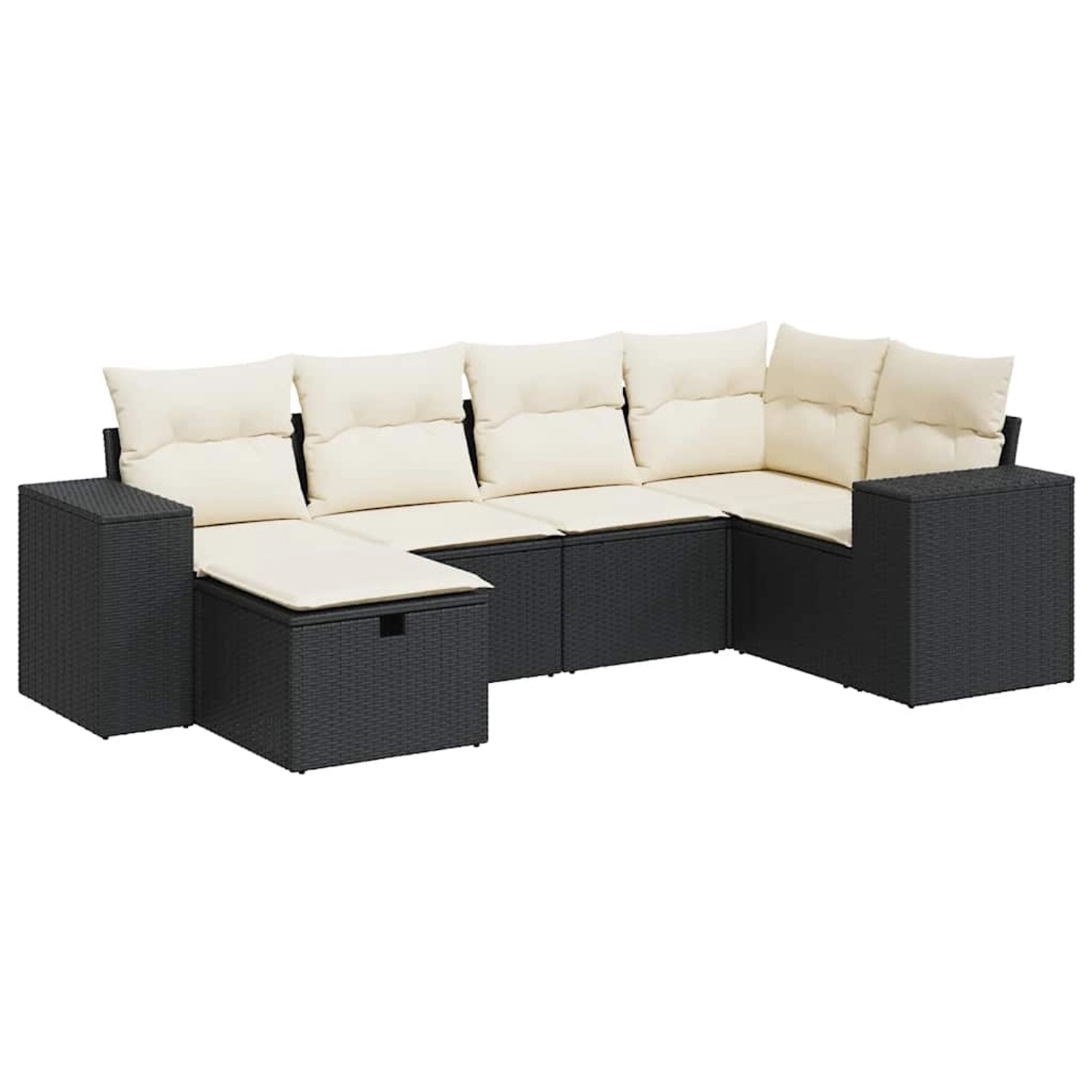 vidaXL 6-Tlg Garten-Sofagarnitur mit Kissen Schwarz Poly Rattan 3325682 günstig online kaufen