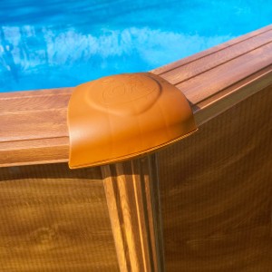 Detailaufnahme Gre Pool Amazonia Oval mit Holzoptik, braune Eckabdeckung.