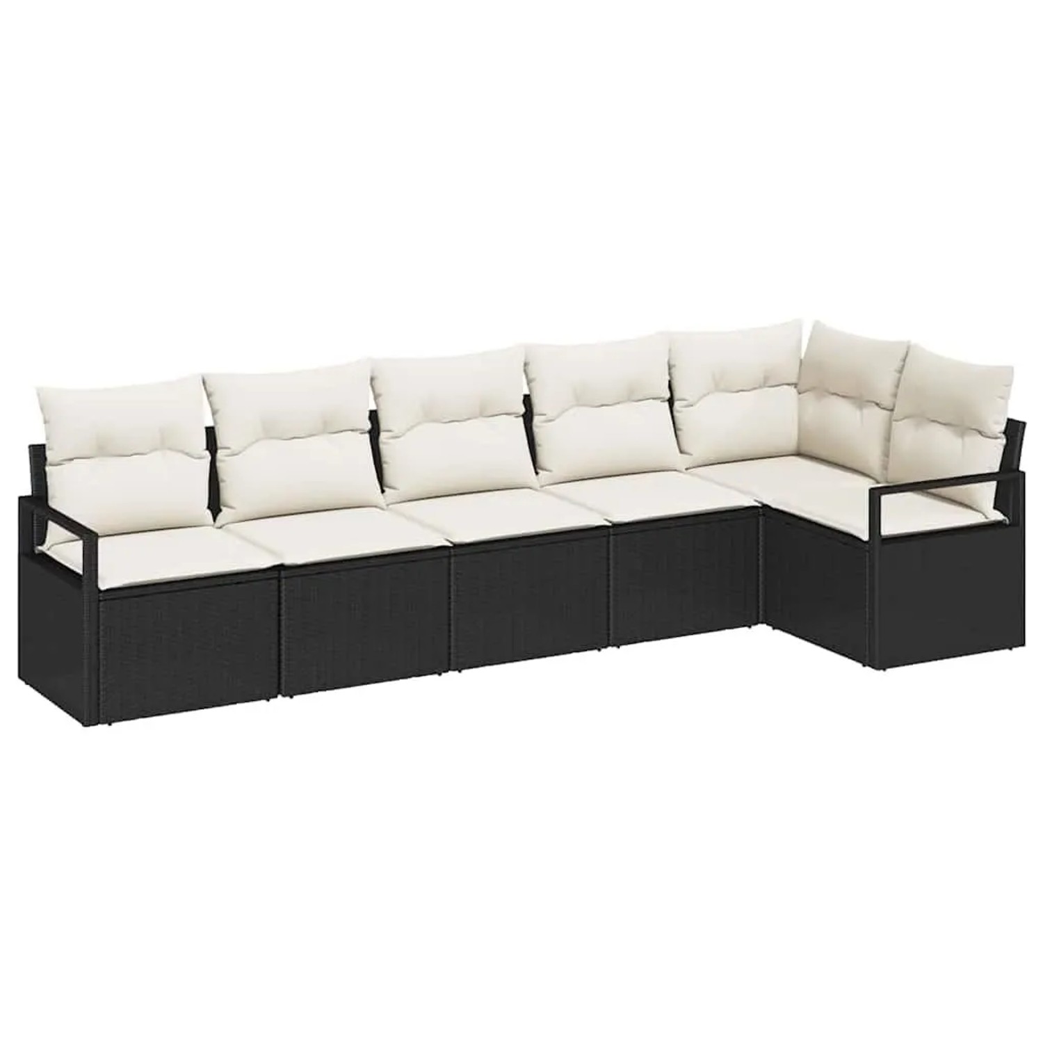 vidaXL Sofa Set mit Kissen 6-Tlg Schwarz und Creme Poly-Rattan 3355066 günstig online kaufen