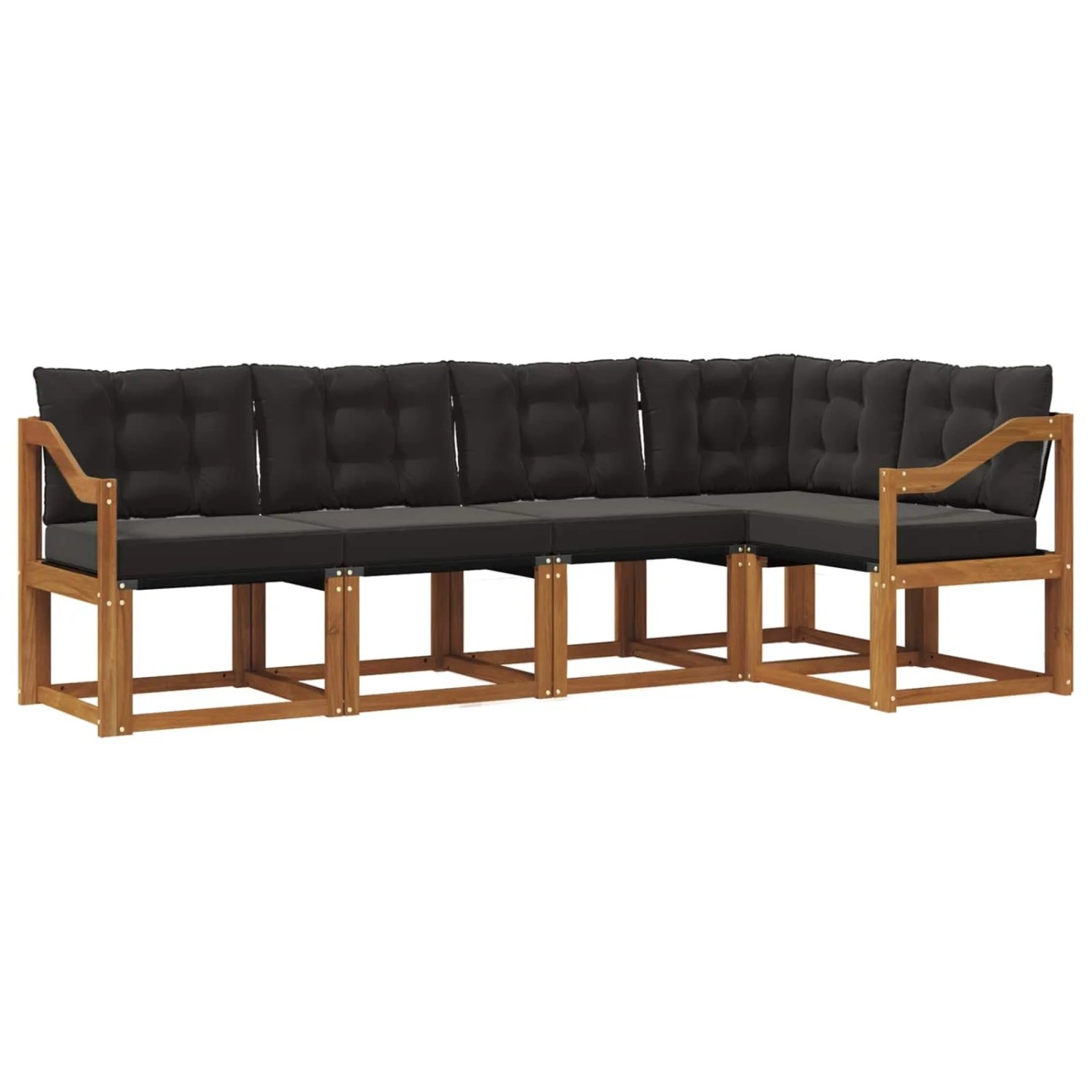 vidaXL Outdoor-Sofagarnitur mit Kissen 5-Tlg Natur und Schwarz 3368675