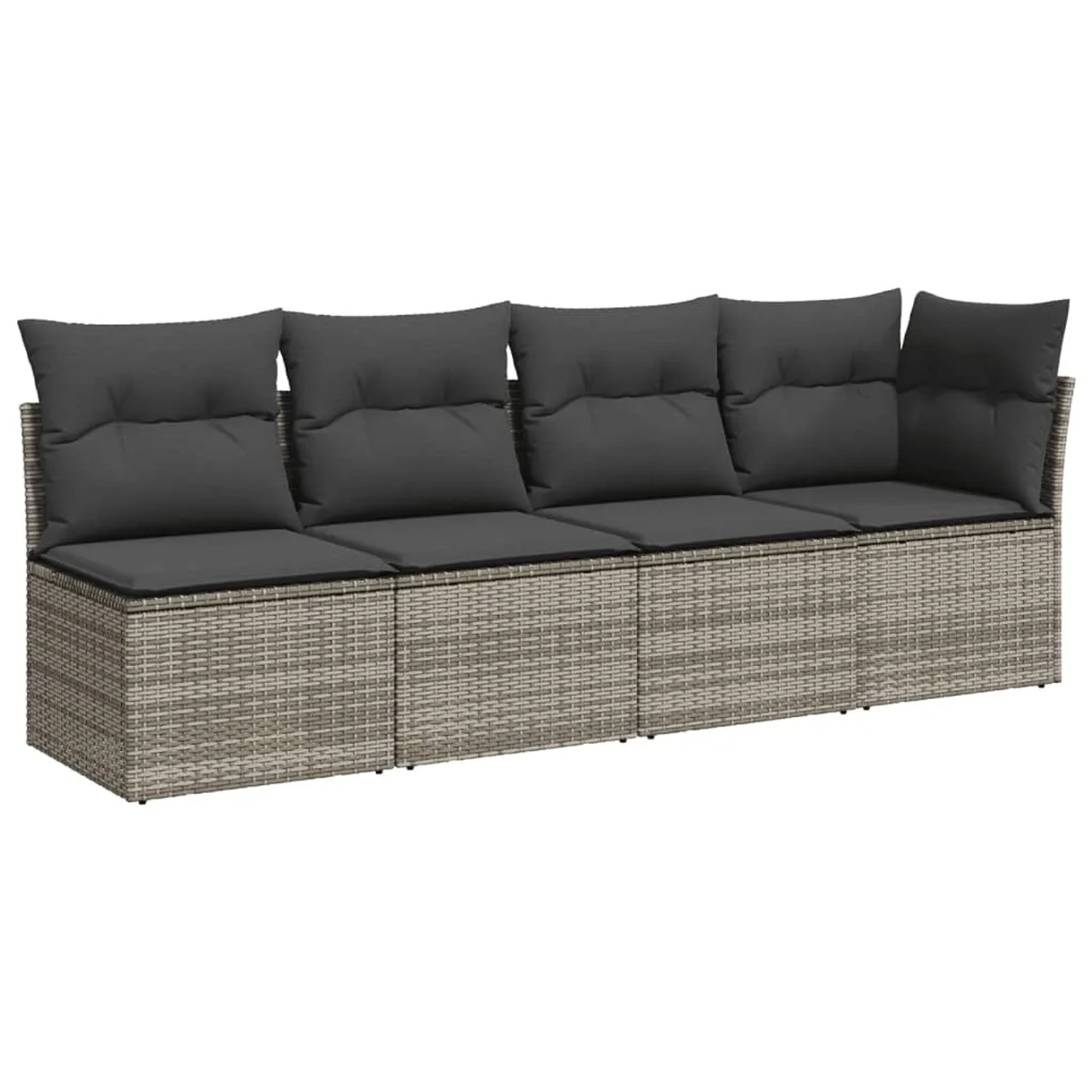 Graue vidaXL Garten-Sofagarnitur aus Polyrattan mit dunklen Kissen, ideal für Terrasse und Garten.