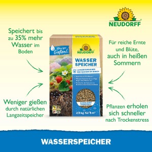 Neudorff Wasserspeicher 2,5kg: Bodenverbesserer für weniger Gießen und gesunde Pflanzen.