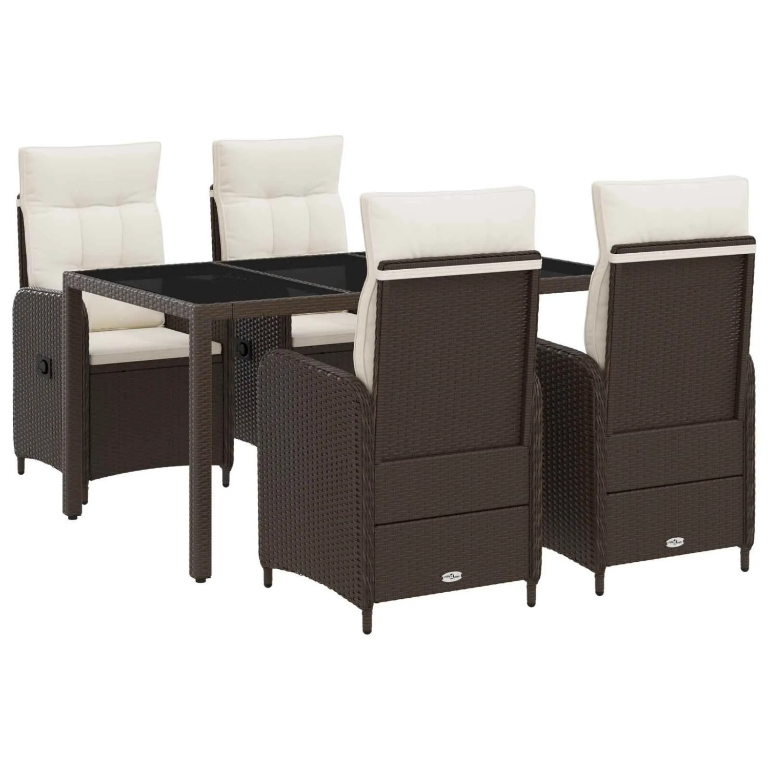 vidaXL Outdoortisch-Set 5 Stk Braun und Creme Weiß 150 x 90 x 75 cm 3422314