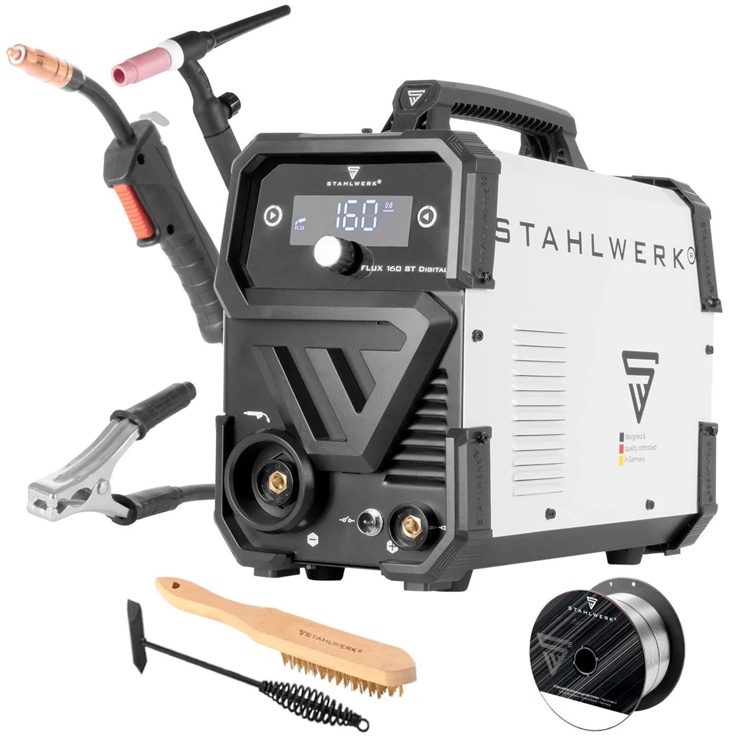 STAHLWERK Kombischweißgerät FLUX 160 ST Digital LIFT TIG Set Mit WP-17V-Brenner
