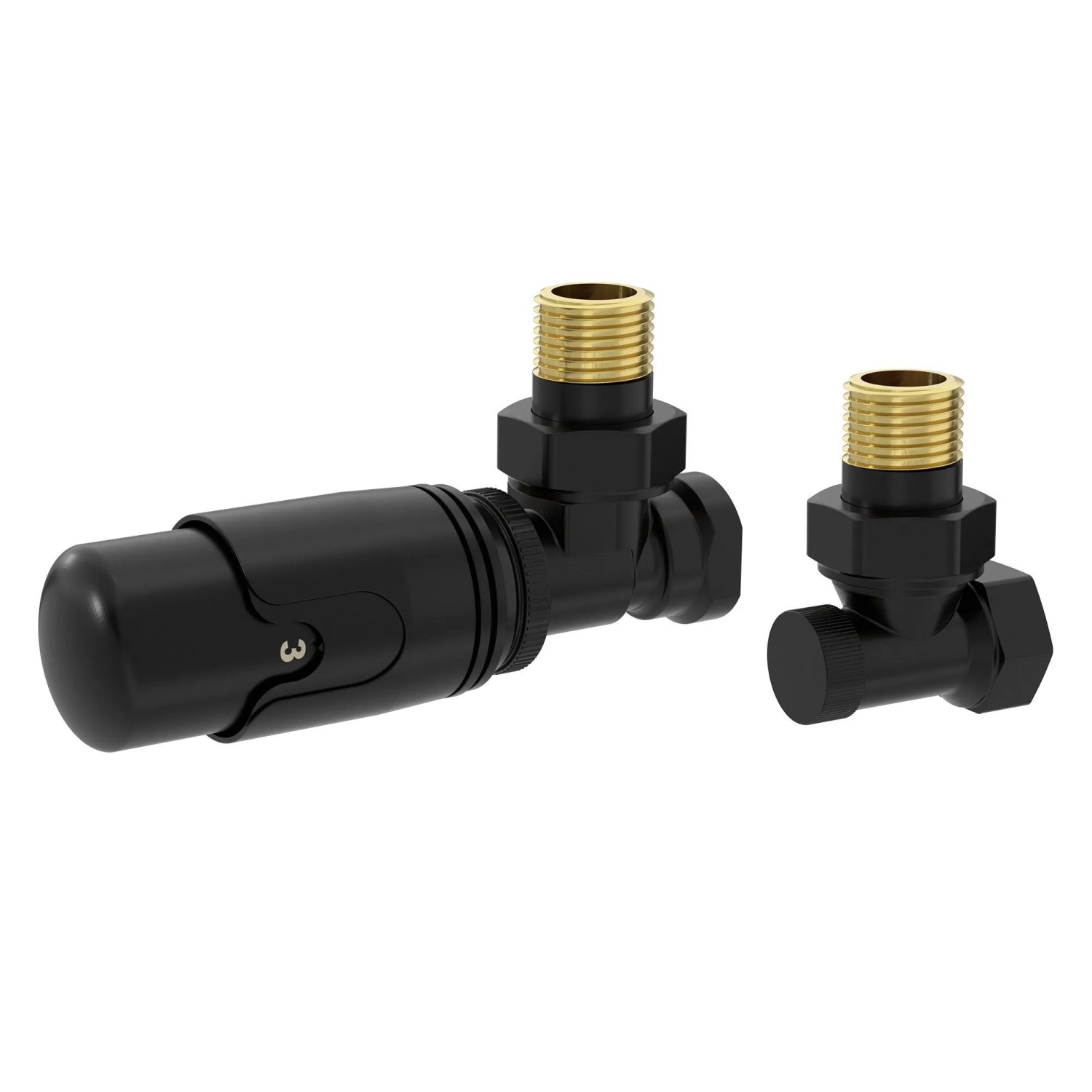 LuxeBath Thermostatventil + Rücklaufverschraubung Schwarz 1/2 Zoll Eckform