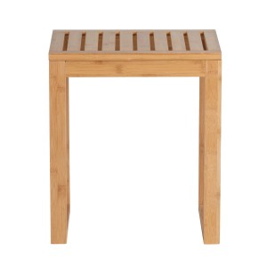 WENKO Badhocker Bambusa aus Bambus mit rechteckiger Sitzfläche und offenen Beinen.