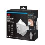3M Aura Komfort Atemschutzmaske FFP2, 10er-Pack. Weißer Atemschutz mit Cool Flow Ventil in Produktverpackung.