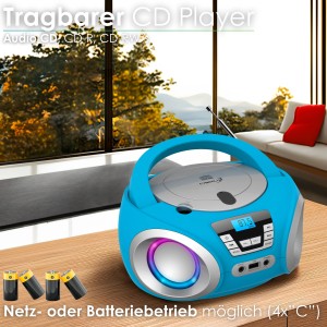Cyberlux CL-900 CD-Player mit LED-Discolichter CD/MP3/USB Radio Blau