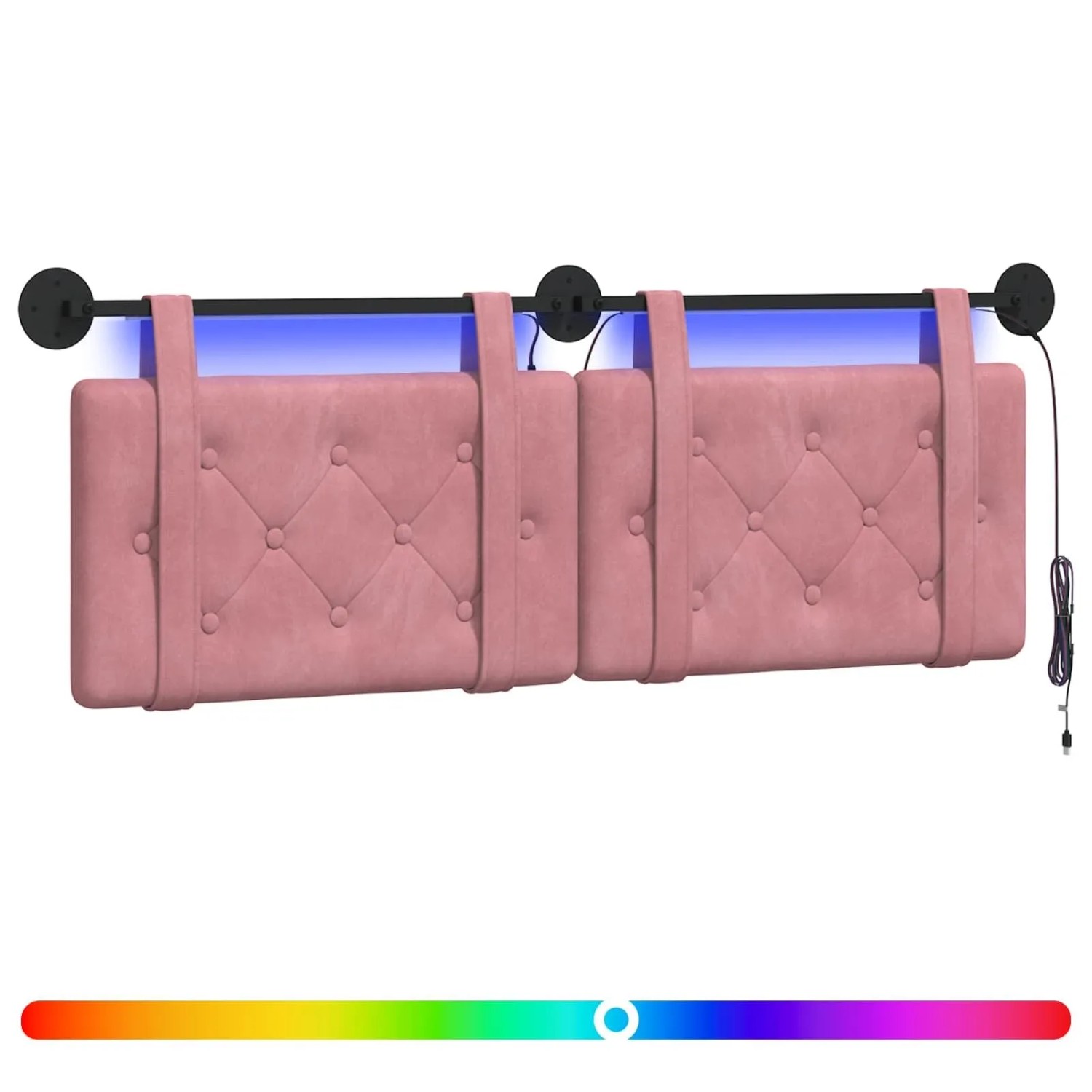 vidaXL Hängendes Kopfteil Mit LED Licht Rosa Samt 3424141