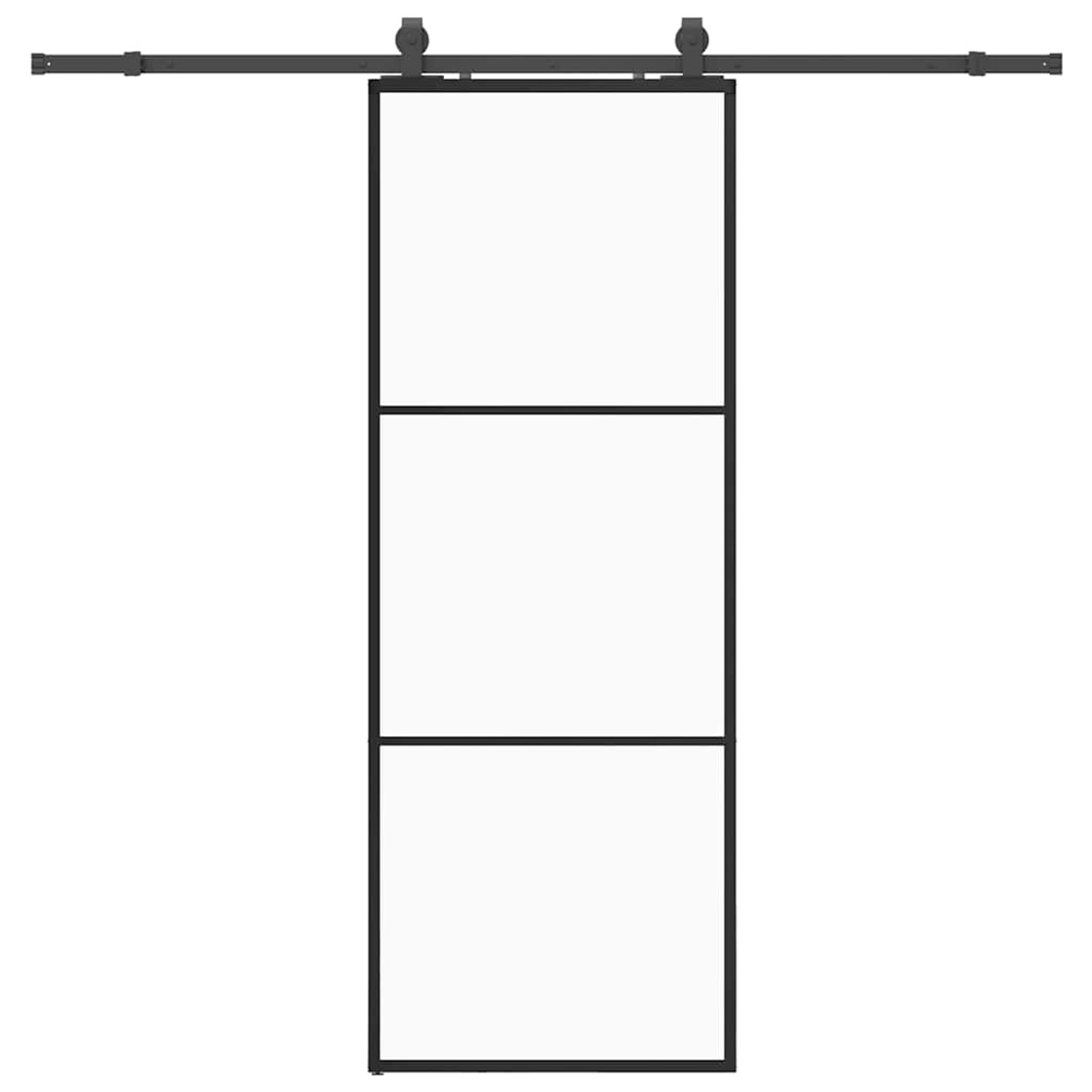 vidaXL Schiebetür mit Beschlag Schwarz 76x205 cm ESG-Glas 3375921 günstig online kaufen