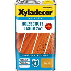 Dose Xyladecor Holzschutz-Lasur 2in1, Eiche-Hell, matt, 2,5 l. Holzlasur für den Aussenbereich.
