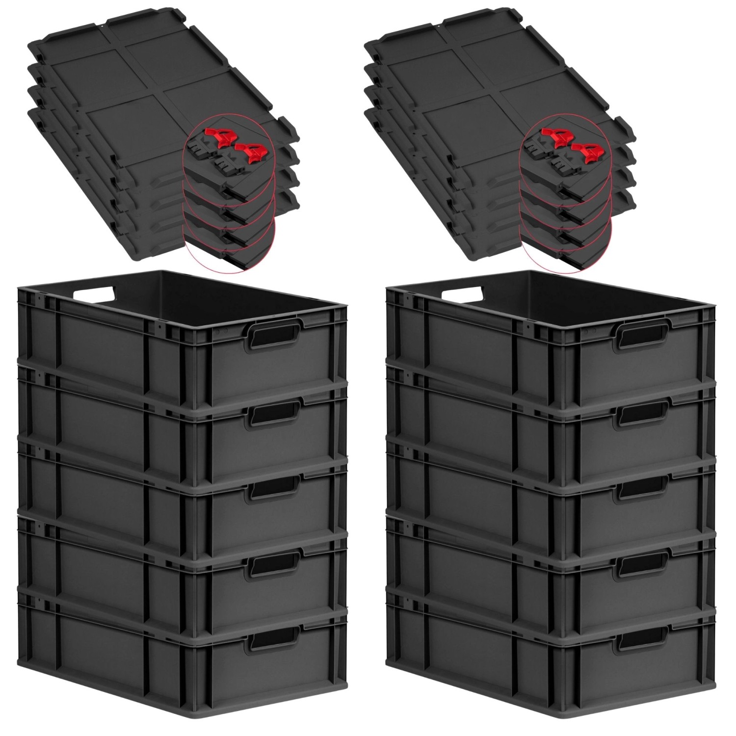 PROREGAL SuperSparSet 10x Eurobox Nextgen Grip Mit Scharnierdeckel Und Rote günstig online kaufen