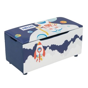 Costway Spielzeugkiste Gepolstert Raketen Planeten Blau