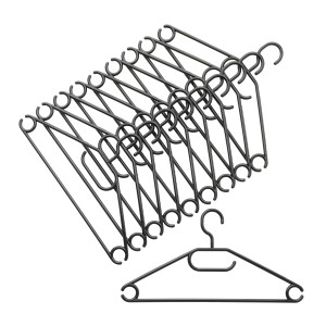 10er-Pack schwarze Kleiderbügel mit Steg für Hosen und Krawatten, drehbarer Haken.