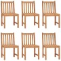 7-teilige Garten Essgruppe aus Teakholz, bestehend aus 6 Stühlen und einem Tisch. Gartenmöbel Set.