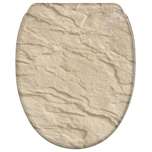 Sanilo WC-Sitz Sand Stone mit Absenkautomatik, Toilettendeckel aus Holz.