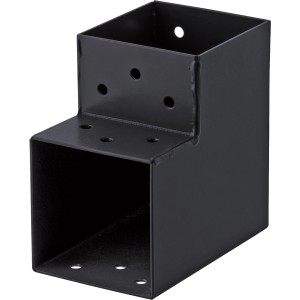 Anthrazitfarbener 90° Steckverbinder Ecke, 2 Enden, 91x91 mm, Typ A für Holzkonstruktionen.