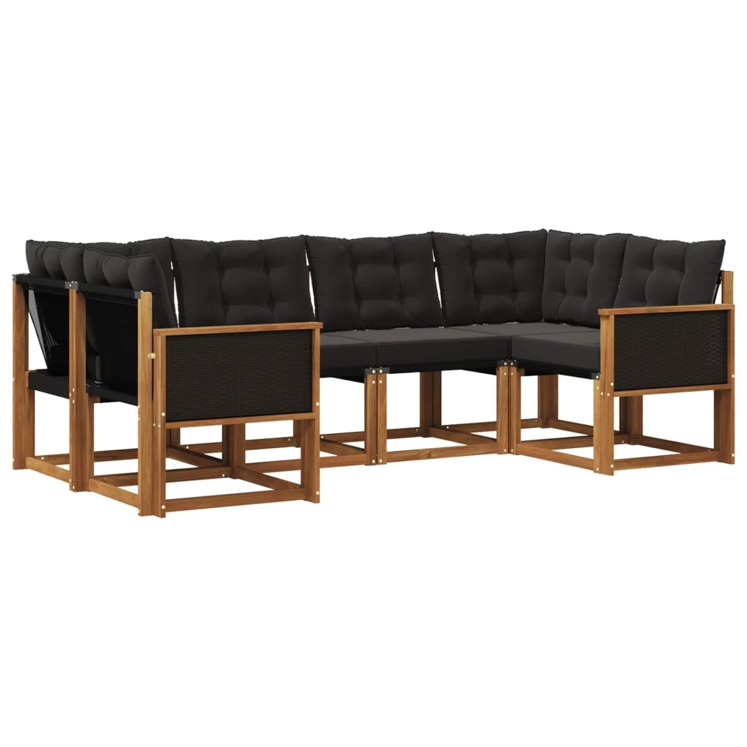 vidaXL Outdoor-Sofagarnitur mit Kissen 6 Stk Natur und Schwarz 3382168
