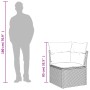 Abmessungen der grauen vidaXL Garten-Sofagarnitur aus Polyrattan mit Kissen.
