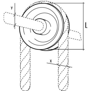 Conacord Seilrolle aus Gusseisen, Ø 40 mm, mit Seil dargestellt. Robuste Ausführung für vielseitige Anwendungen.