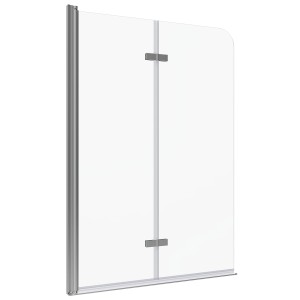 Aquabatos Badewannenfaltwand, 2-teilig, 120x140cm, mit Aluminiumprofilen und ESG Sicherheitsglas.