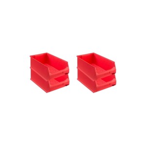 PROREGAL SuperSparSet: 4 rote Sichtlagerboxen (20x30x50 cm, 21,8 Liter) für Aufbewahrungssysteme.