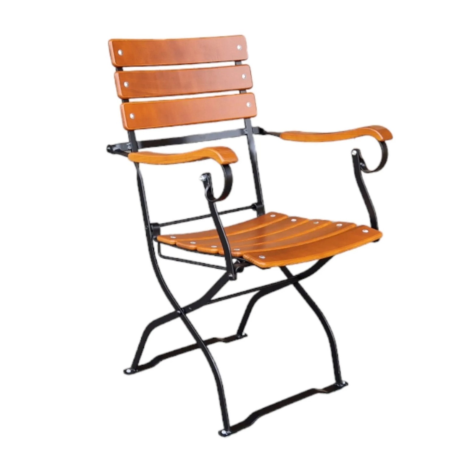 CHEFGASTRO Biergartenstuhl BERGWIESE Made In Germany 1-Sitzer HxBxT 89x40x42cm Wetterfest & UV-beständig Eschenholz Schwarz/Braun