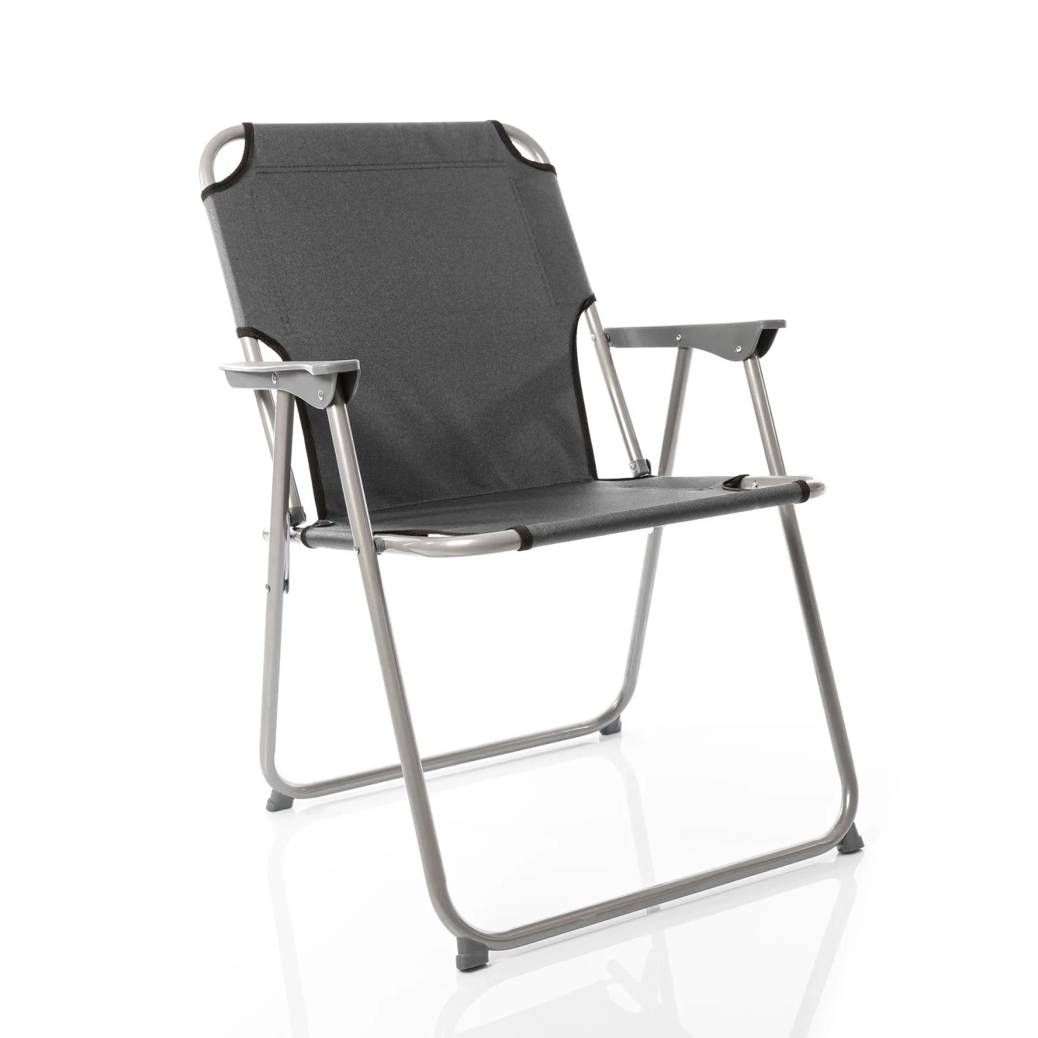 BigDean Klappstuhl anthrazit grau, robustes Metallgestell, Oxford-Gewebe. Faltbarer Campingstuhl mit Armlehnen für Garten & Freizeit.