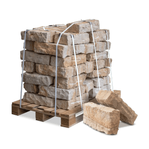 Palette Galamio Sandstein Randsteine, gespalten, 40x20x10 cm, rustikale Optik.