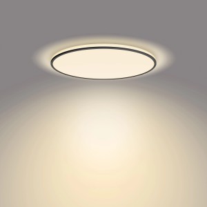 Schwarze Philips LED-Deckenleuchte Ozziet SceneSwitch mit warmweissem Licht.