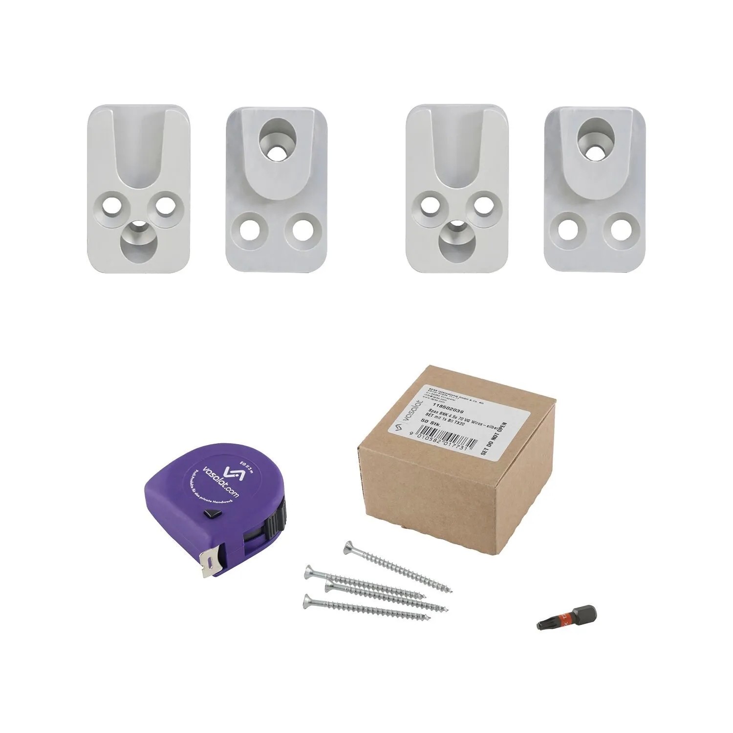 vasalat Set HVP Schwerlastverbinder 25x40x12 mm mit Spaxschrauben T-Star Plus & Bit TX20