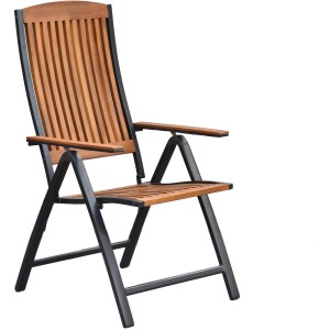 Merxx Klappsessel Athos aus Akazienholz und Aluminium, Teil des 7-tlg. Gartenmöbelsets.