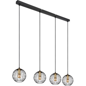 Schwarze Globo Pendelleuchte Eusebius, 4-flammig, mit Kugel-Design für den Innenbereich.