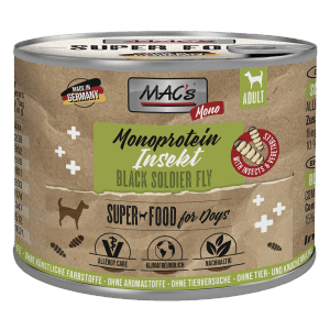 Mac's Hunde-Nassfutter Mono Insekten, 180g Dose. Getreidefreies Hundefutter mit Insektenprotein.