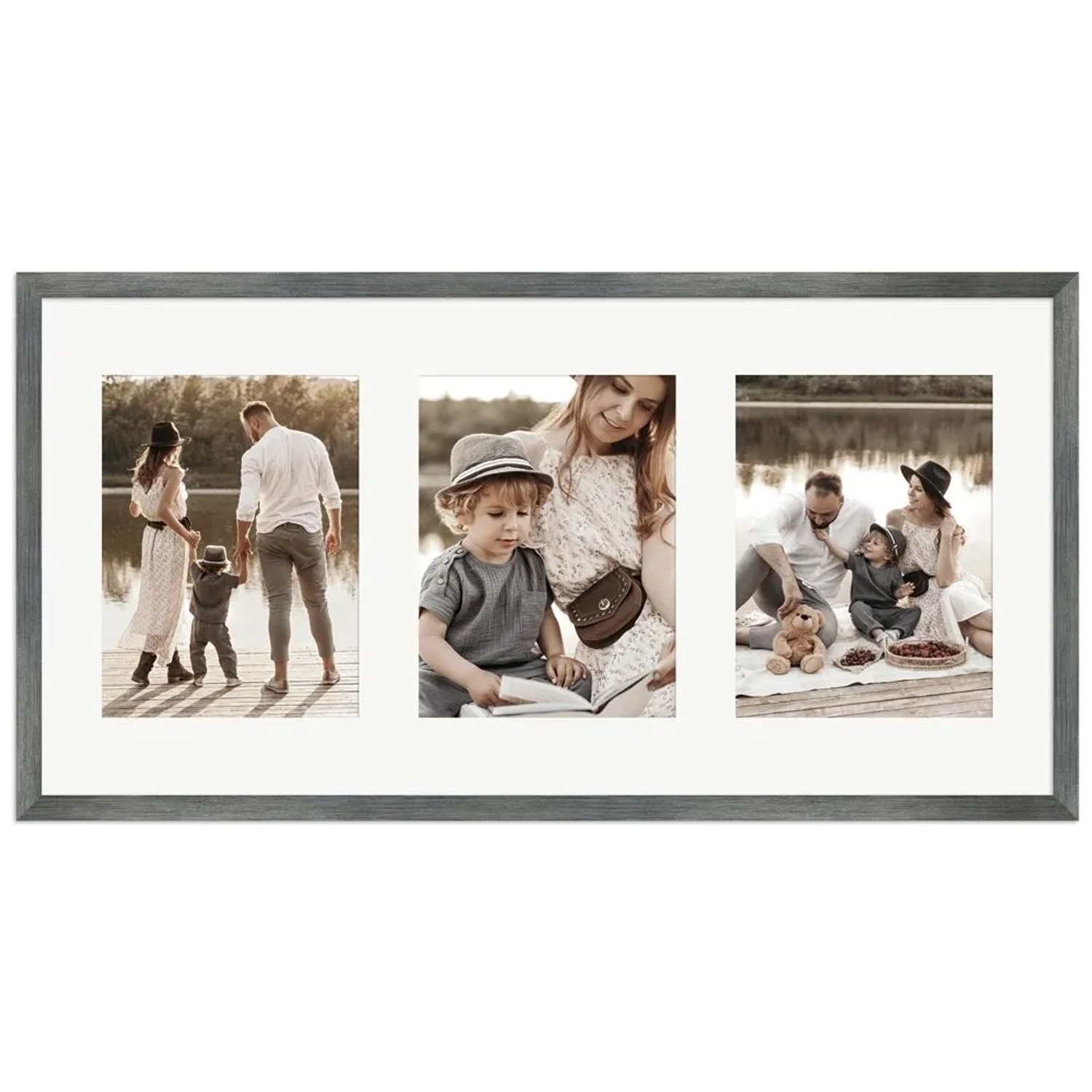 WANDStyle Galerierahmen G950 in Metall-Optik 30 x 60 cm für 3 Bilder im Format 15 x 20 cm