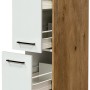 Flex-Well Apothekerschrank Vintea, 30cm, Magnolie/Eiche, mit Auszügen und Ablagen.